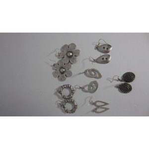 Costume Jewelry Lot of 6 Silver Dangling Earrings